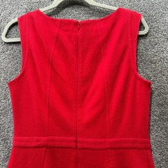 Talbots Red Textured Sleeveless Sheath Dress Size 6 Cotton Blend Career Office