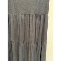 See You Monday Black Ribbed Tiered Sleeveless V-Neck Midi Dress Womens Size M