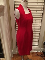 Talbots Red Modern Cut Wiggle RAYON NYLON Dress 60s Style Sexy PETITES Size 2