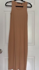 Vero Moda Ribbed Tank Maxi Dress Beige Tan Sleeveless Stretch Casual Size M