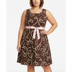 Willow Glenn A-Line Women&rsquo;s Dress Plus 16W Brown Swirl Pattern Sleeveless Top