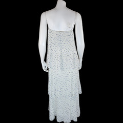 NWT Samsoe Samsoe Womens Large White Pleated Blue Polka Dot Maxi Dress Tatiana