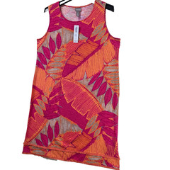 Chico&rsquo;s Palm Party Tropical Print Fringe Hem Dress Womens Size 2 US Large L