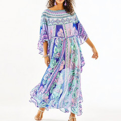 Lilly Pulitzer Monnae MIDI Caftan tunic dress indian Moroccan Mint Purple NWT
