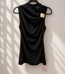 BLACK TRIM SHIFT MINI DRESS
