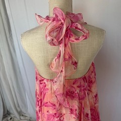Mandira Wirk Floral Halter Swing Mini Dress Garden Fairycore