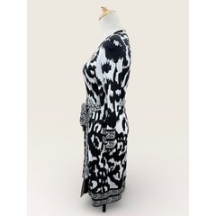 Diane von Furstenberg Tallulah Black and White Print Wrap Dress, Size 6