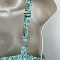 NEW India Boutique Dress Tiered Sleeveless Floral Metallic Green One Size Boho