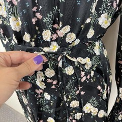 SUGAR LIPS Dress Womens Small Black Dark Floral Asymmetric Boho Party Wedding