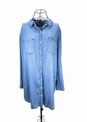 Thread + Supply Large Lyocell Chambray Shirt Dress Tunic Long Sleeve TK4126