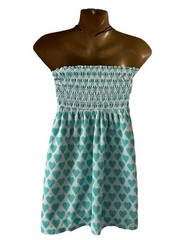 Y2k Juicy Couture Terry Cloth Mini Dress Baby Blue Hearts Tie Waist Strapless S
