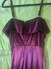 Velvet Maxi Dress Burgundy Side Slit Romantic Formal Strapless Optional Sm