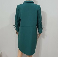 Sharagano Long Sleeve Button Front Shirt tunic Dress Green Size 8