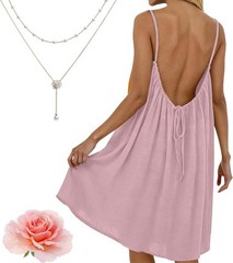 Women’s Backless Flowy Cami Lounge Dress Short, Backless Cami Dress for Women
