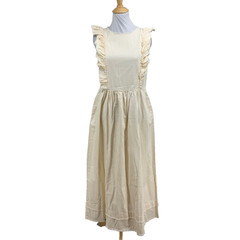 ASOS Design Dress Womens 6 Cream High Neck Frill Trim Twill Keyhole Back Midi