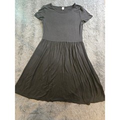 Old Navy Womens Medium Tall Black Jersey Knit Fit & Flare Short Sleeve Dress