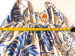 Napua Collection Honolulu Reverse Monstera Blue Rayon Knee Length Sun Dress NWT