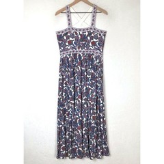 BODEN Paisley Halter Maxi Dress Pockets D0173 US 8R UK 12R Red Blue Cross Front