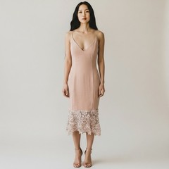 Maria Bianca Nero Pink Milly Lace Midi Dress Size 4 Flounce Hem