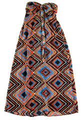 Band Of Gypsies Blue Orange White Abstract Strapless Halter Long Maxi Dress L