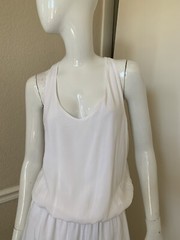 SPLENDID NEW! White 100% Rayon Racerback Elastic Waist Sleeveless Dress Sz L NEW