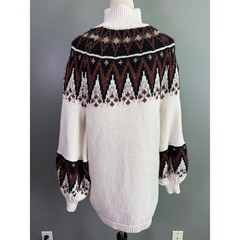 Free People Scotland Fair Isle Sweater Dress XS Boho Mock Neck Wool Mohair Ski