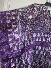 Winlar long kaftan women satin dress one size Purple And White Colors