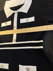 Black elegant dress with white trim, short (L) viscose polyester polyamide