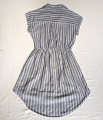 Japna Blue And White Collared Stripe Button Down Short Sleeve Shirt Dress Sz M