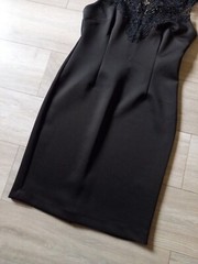 Amaranto Black Stretch & Lace Pencil Dress Bodycon Party Evening Wiggle UK14