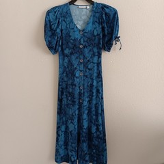Susan Graver Regular Liquid Knit Elbow Sleeve Midi Dress , Blue Sz XXS a607358