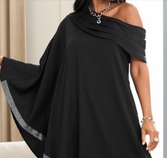 Size XL Ashro Black Rhinestone Embellished Sisi Summer Crystal Caftan Dress