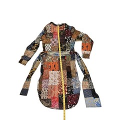 Unbreak.it Patchwork Silk Button Up Shirt Dress Small Tied Wild Animal Print