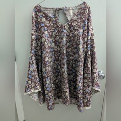 Poema Vibrant Patterned Cottage Core Bohemian Dress Medium Floral Fairy Whimsy