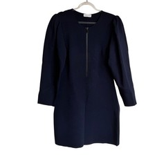 Scanlan Theodore Gather Sleeve Dress Size Medium M Mini Navy Crepe Knit