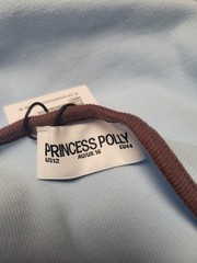 PRINCESS POLLY Baseline Halter Ribbed Mini Dress 12 Festival Rave Club Glam Blue