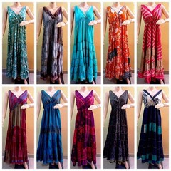 Wholesale LOt of 10 PC Indian Women Dress Free Size Women Maxi Assorted Silk