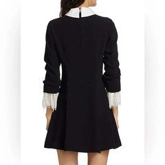 Cinq à Sept Savina Black Dress with Ivory Lace Accents 12 NWT
