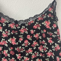 Forever 21 Dress Women&rsquo;s Small Black Pink Floral Lace Trim Slip Dress Tank Mini