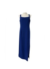 J.R. Nites by Caliendo Blue Maxi Dress Square Neck Lined Side Slit Zip 12