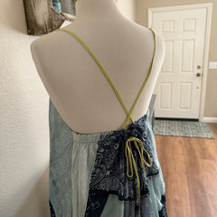 NWT Free People Womens Patchwork Halter Happy Days Maxi Dress Indigo Combo M/L