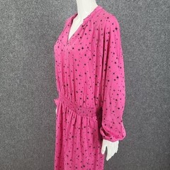 Candace Cameron Bure Star Printed Maxi Dress w Side Slit 1X Plus Sz Fuchsia Top