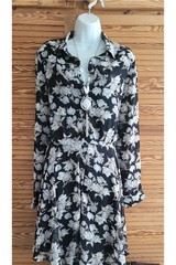 Very Chiffon Floral Pattern Print Wedding Holiday Races Party Dress UK Size 20