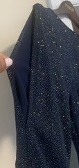 Speechless Navy Gold Shimmer Long Slit Sleeve Ruched Dress NEW Jrs Size 9