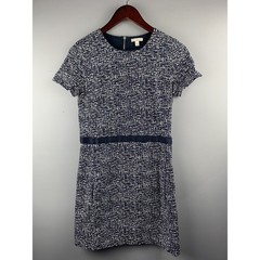 Gap Dress Womens size 2 Navy Blue & White Stretch Pockets Exposed Zipper