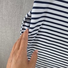Isaac Mizrahi Polo Dress Women Large White Navy Blue Green Striped Short Sleeve