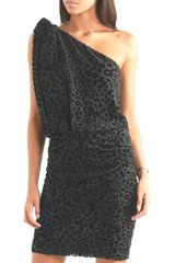 $695 IRO Women&rsquo;s 36/4-US Black Silk Velvet Draped One-Shoulder Nimas Mini Dress