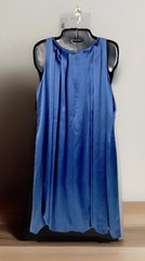 Issue New York Blue Satin Lined Pleated Rosette Tank Mini Cocktail Dress Size 6