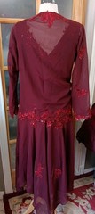 Party Dress Chiffon Sequined Lace Jacket Drop Waist Lined Sz 10 Handkerchief Hem