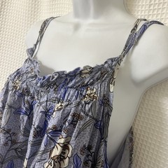 Fairycore Botanical Dress S M Blue High Low Slip Sun Strappy Boho Wedding Beach